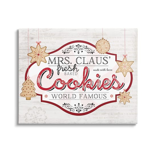 Stupell Industries Vintage Mrs. Claus Cookies Sign Canvas Wall Art